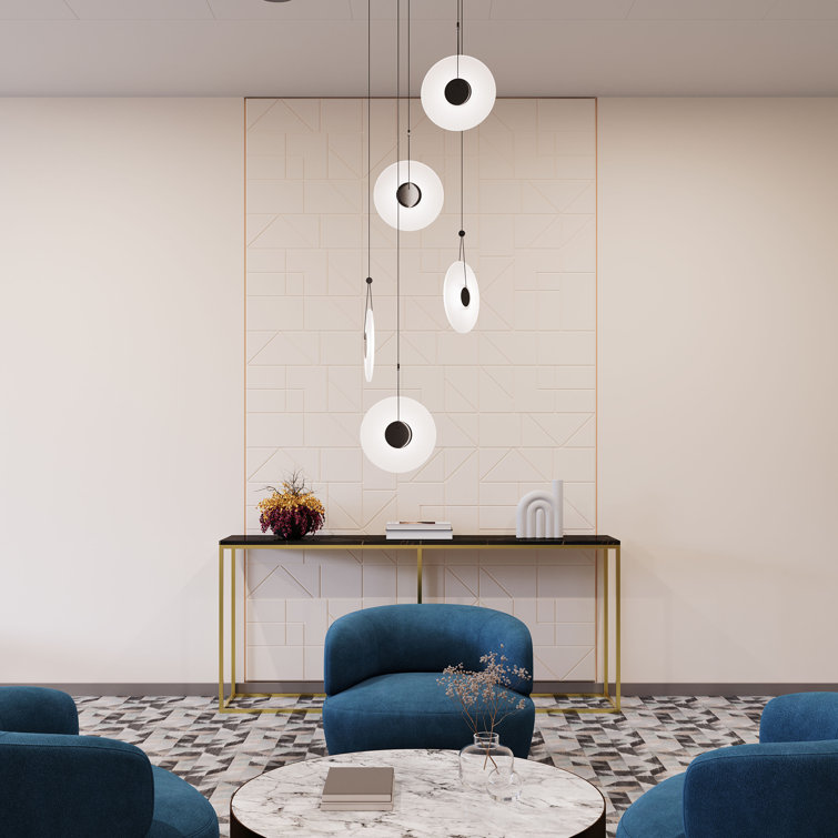 Meclisse Satin Black LED Cluster Pendant with Etched Glass