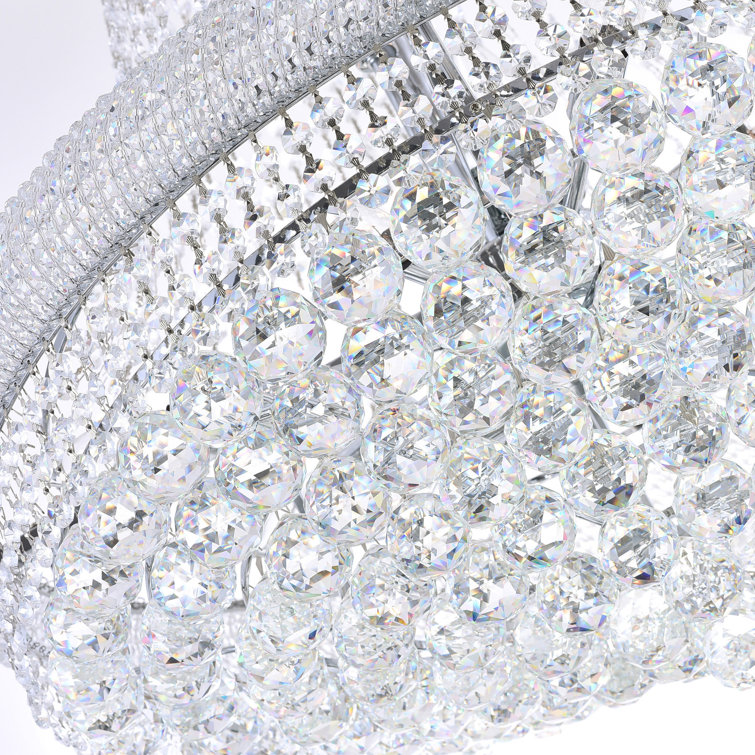Elegant Empire Chrome & Crystal 28" Chandelier with Adjustable Chain