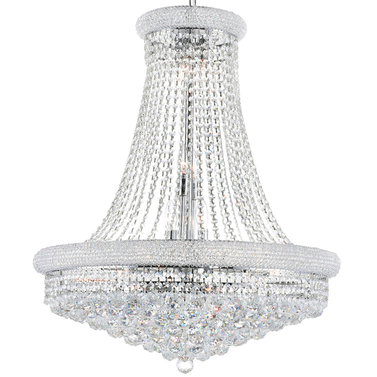 Elegant Empire Chrome & Crystal 28" Chandelier with Adjustable Chain