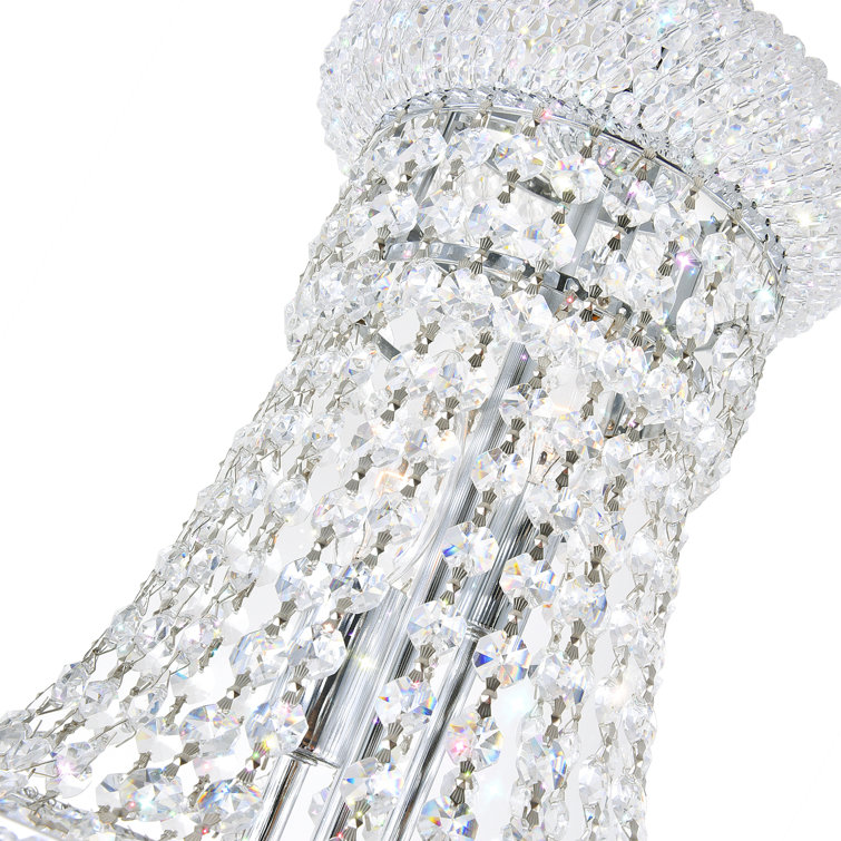 Elegant Empire Chrome & Crystal 28" Chandelier with Adjustable Chain