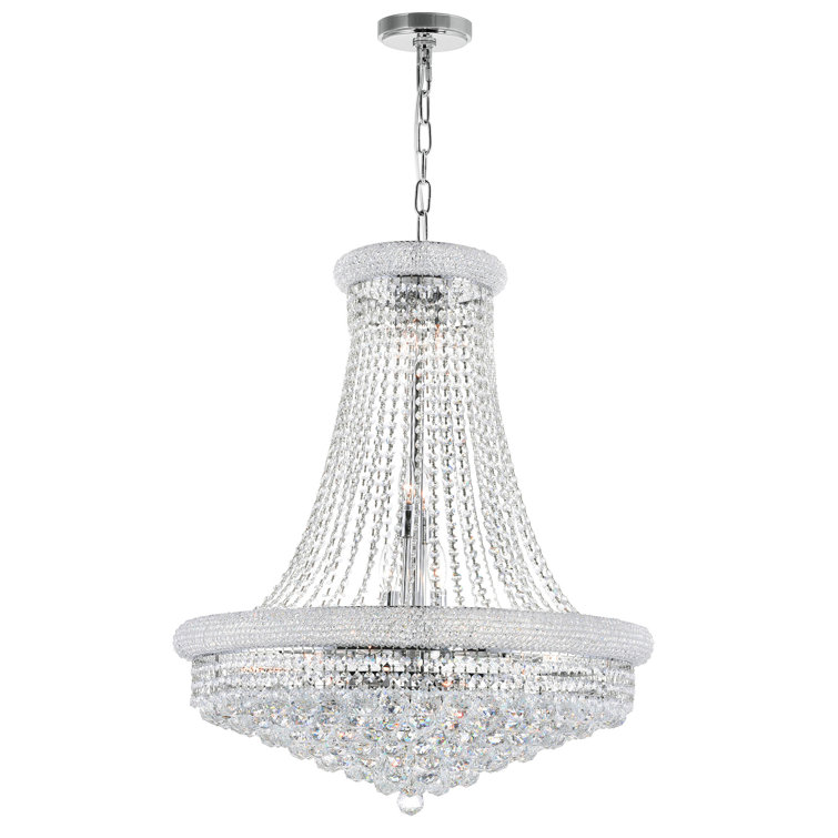 Elegant Empire Chrome & Crystal 28" Chandelier with Adjustable Chain