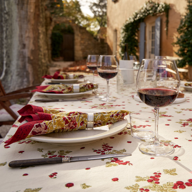 Handcrafted Cotton Red and Green Rectangular Tablecloth