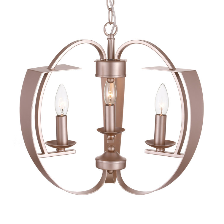 Silver Metal 3-Light Sphere Chandelier with Adjustable Chain