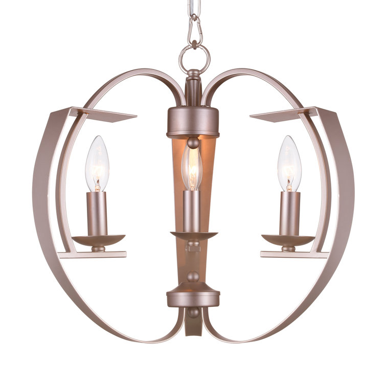 Silver Metal 3-Light Sphere Chandelier with Adjustable Chain