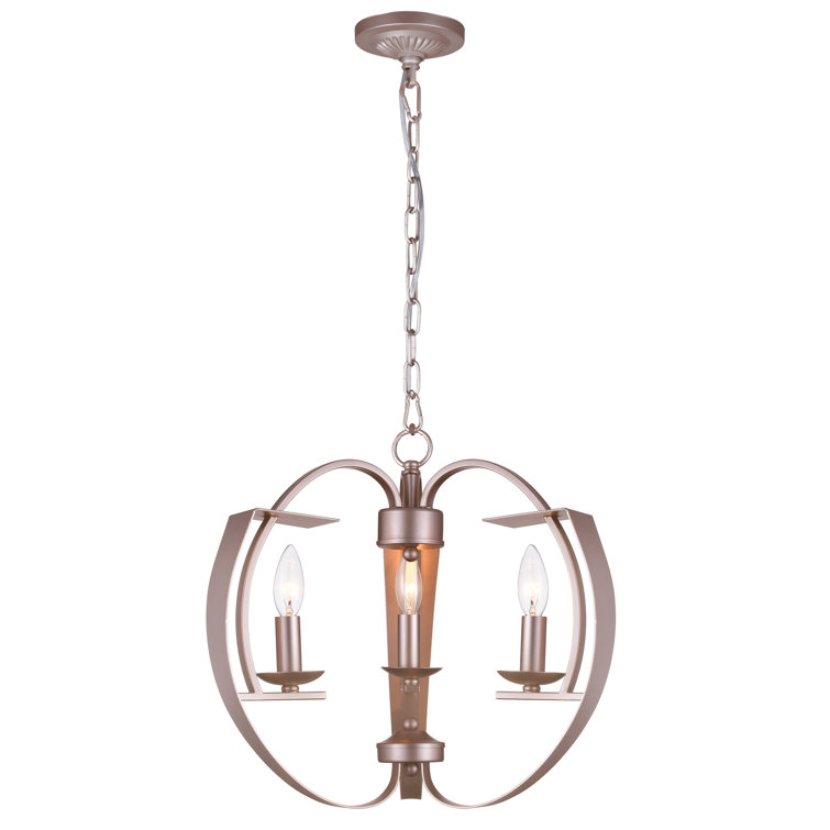 Silver Metal 3-Light Sphere Chandelier with Adjustable Chain