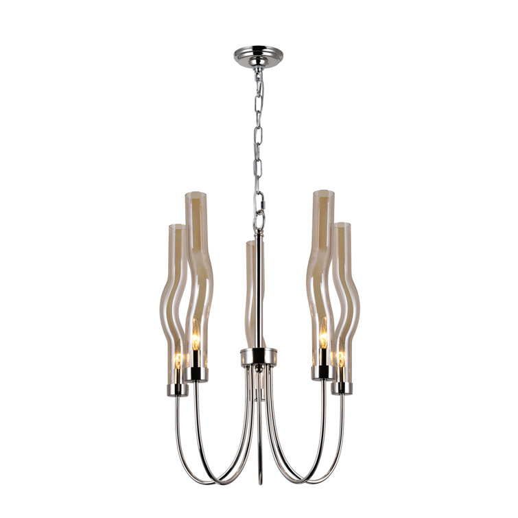 Polished Nickel 5-Light Candle Style Chandelier