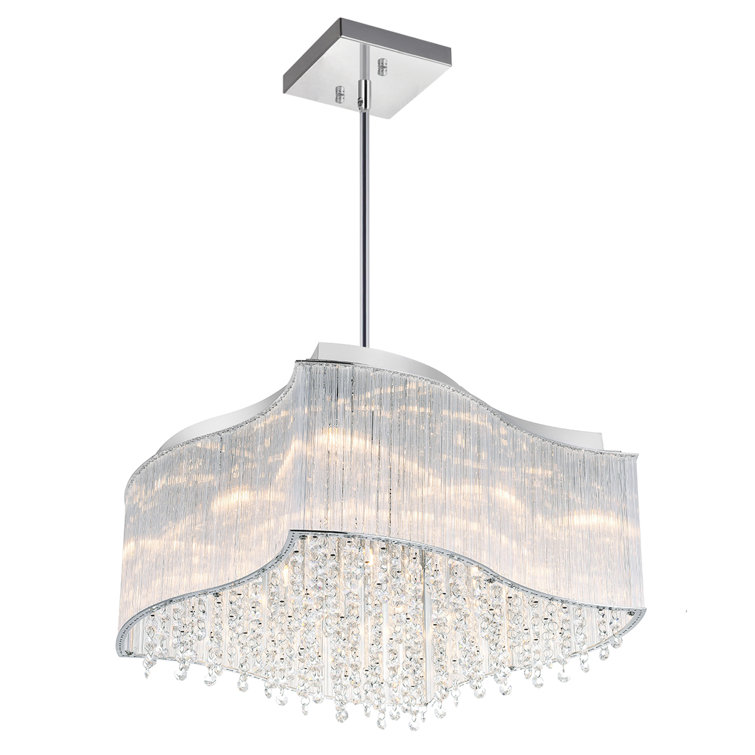 Elsa Chrome and Crystal 10-Light Geometric Chandelier