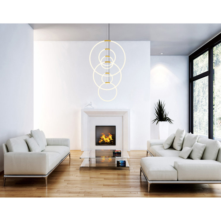 Gold 6-Light LED Geometric Metal Chandelier