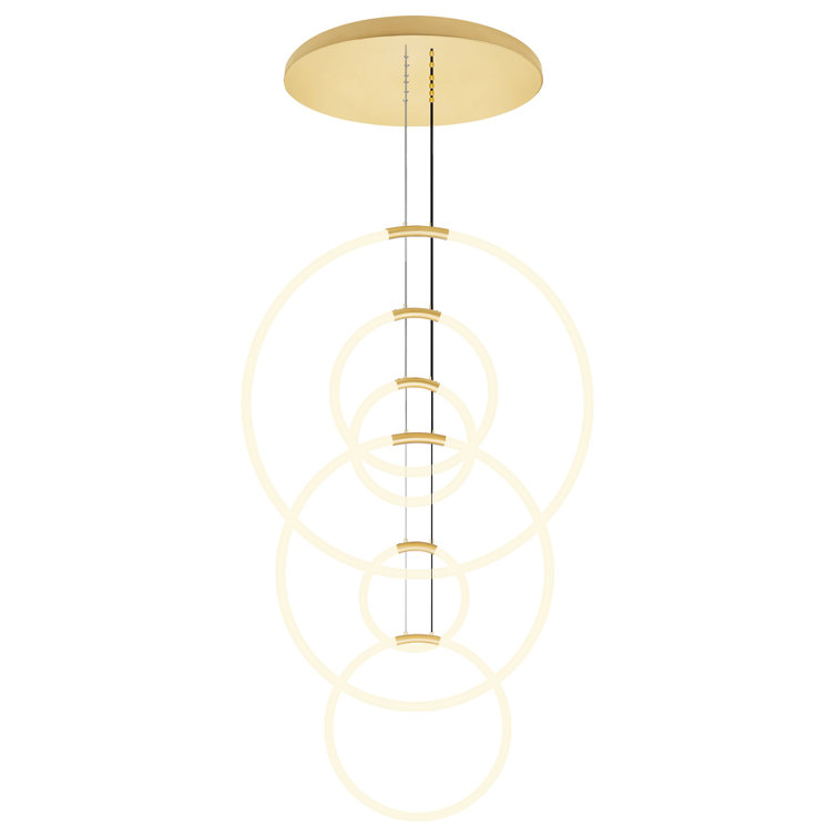 Gold 6-Light LED Geometric Metal Chandelier