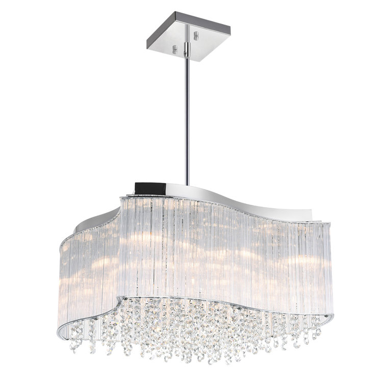 Elsa Chrome and Crystal 10-Light Geometric Chandelier