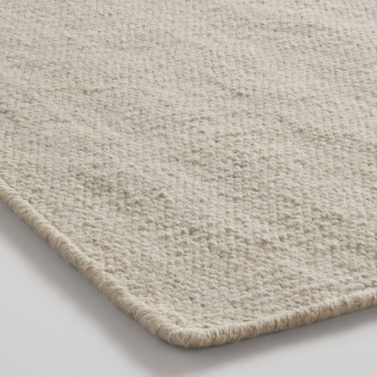 Natural and Gray Wool Flat Woven Stripe Rug, 6' x 9'