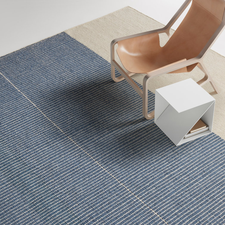 Natural and Gray Wool Flat Woven Stripe Rug, 6' x 9'