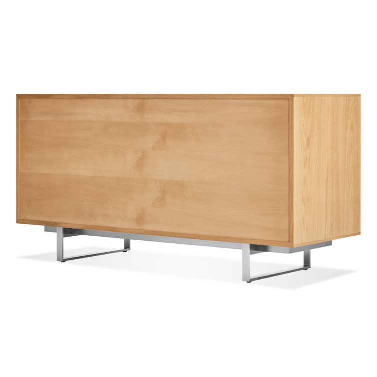 White Oak and Stainless Steel Mid-century Modern 6-Drawer Dresser