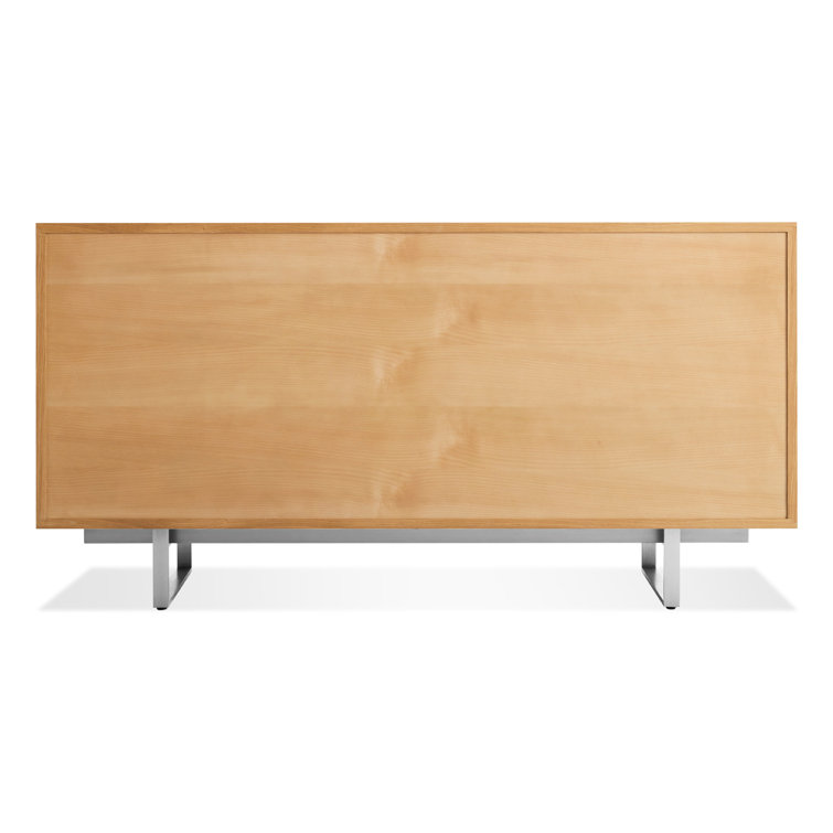 White Oak and Stainless Steel Mid-century Modern 6-Drawer Dresser
