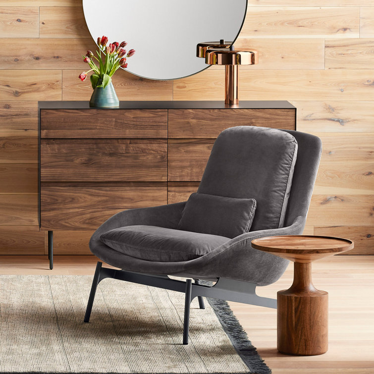 Craig Red Textured Basketweave Lounge Chair with Steel Base