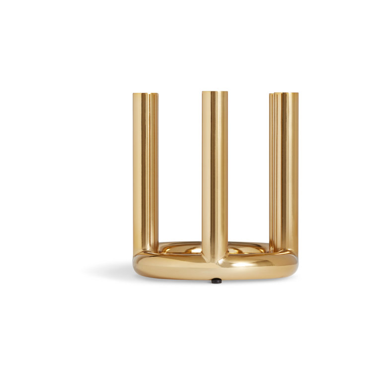 Large Brass Metal Candelabra with Shiny Steel Pillars