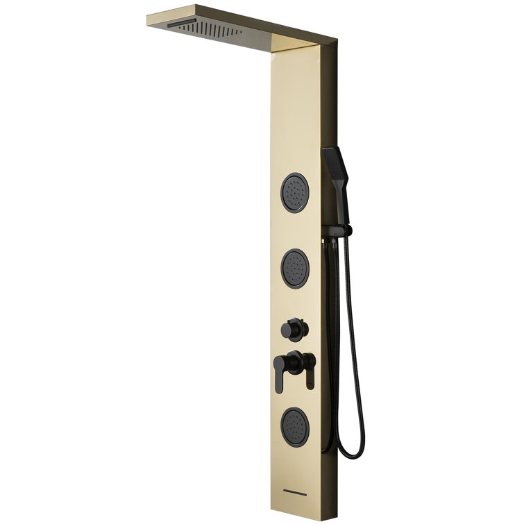Black Gold Thermostatic Shower Panel with Body Jets