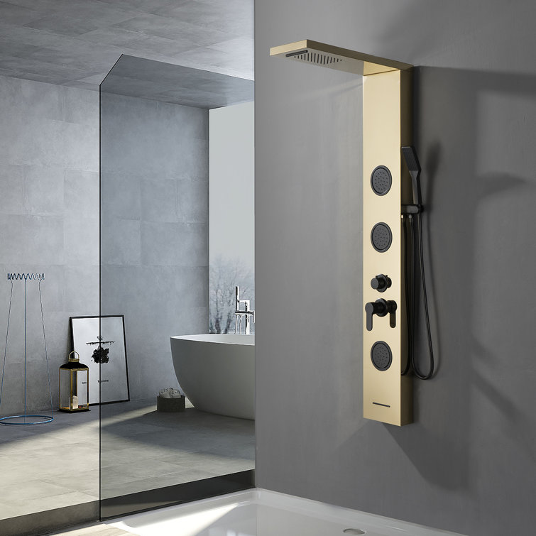 Black Gold Thermostatic Shower Panel with Body Jets