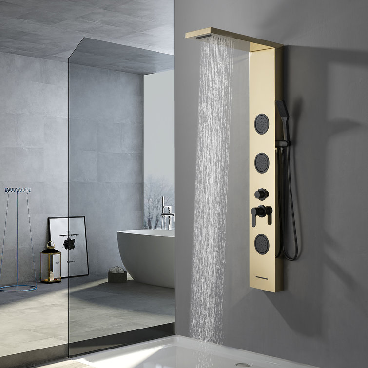 Black Gold Thermostatic Shower Panel with Body Jets