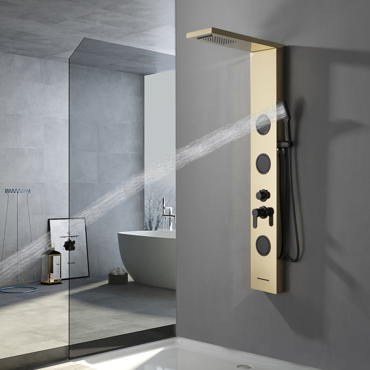 Black Gold Thermostatic Shower Panel with Body Jets