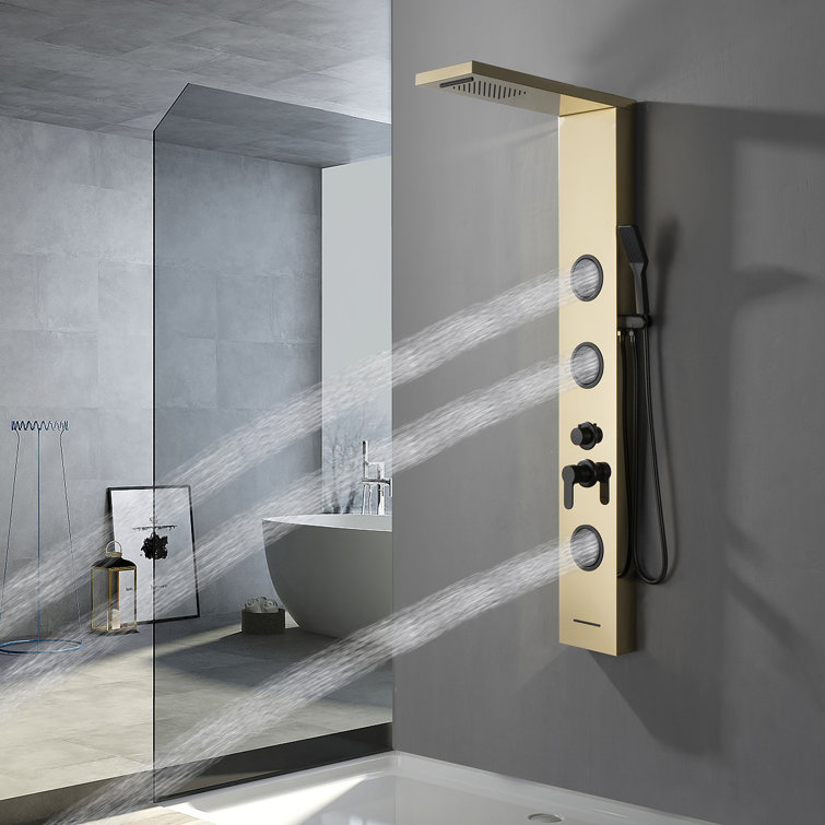 Black Gold Thermostatic Shower Panel with Body Jets