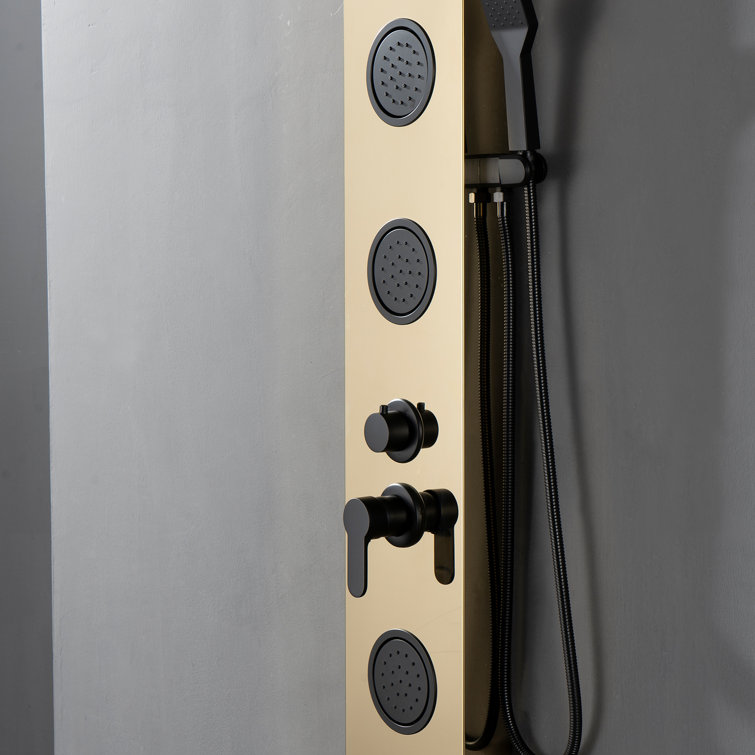 Black Gold Thermostatic Shower Panel with Body Jets