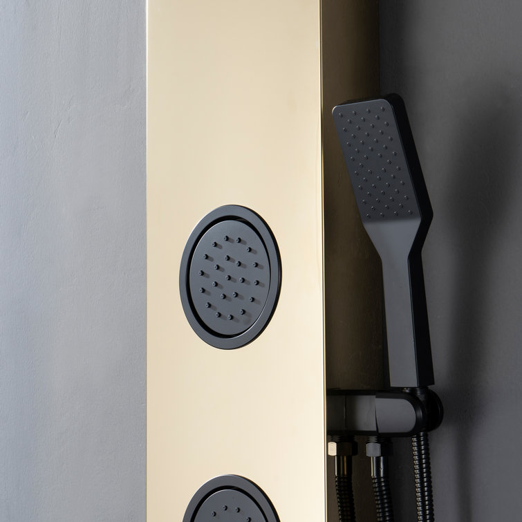 Black Gold Thermostatic Shower Panel with Body Jets