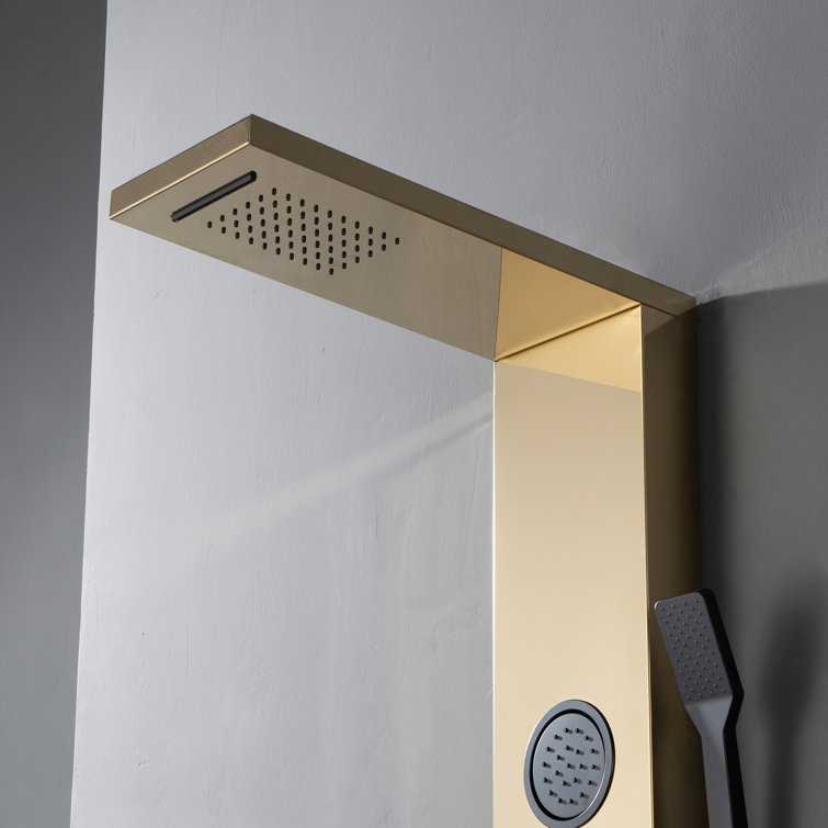 Black Gold Thermostatic Shower Panel with Body Jets