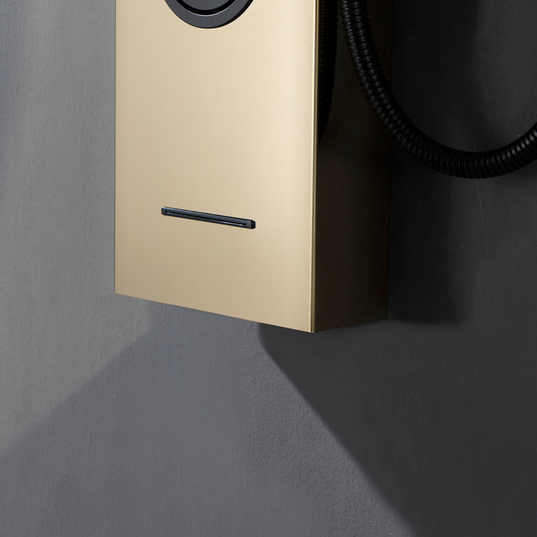 Black Gold Thermostatic Shower Panel with Body Jets