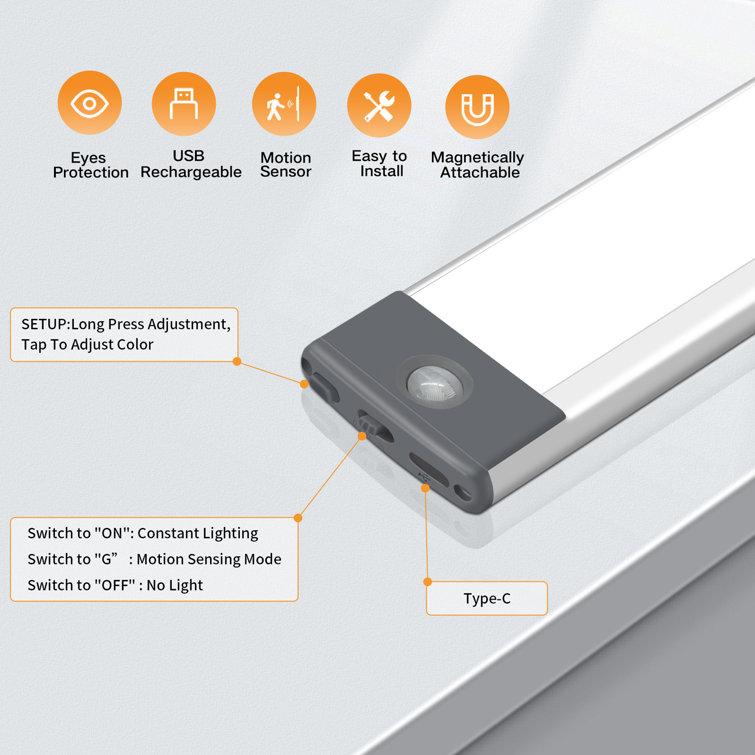 LEPOTEC 13.3 Inch 60 LED Wireless Motion Sensor Cabinet Light
