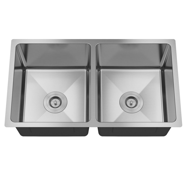 31'' Brushed Stainless Steel Double Bowl Undermount Kitchen Sink