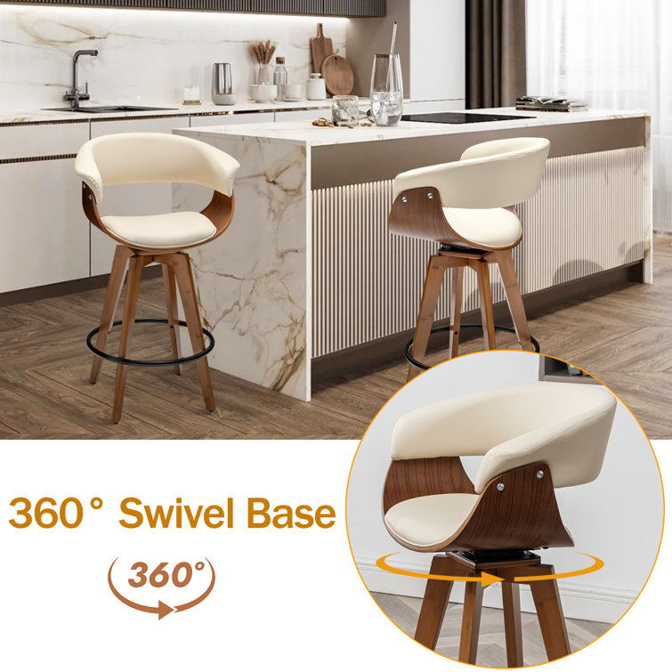 Joeanne Faux Leather Swivel 26'' Counter Stool (Set of 2)