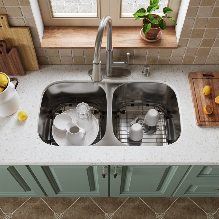 32'' Stainless Steel Double Bowl Undermount Kitchen Sink