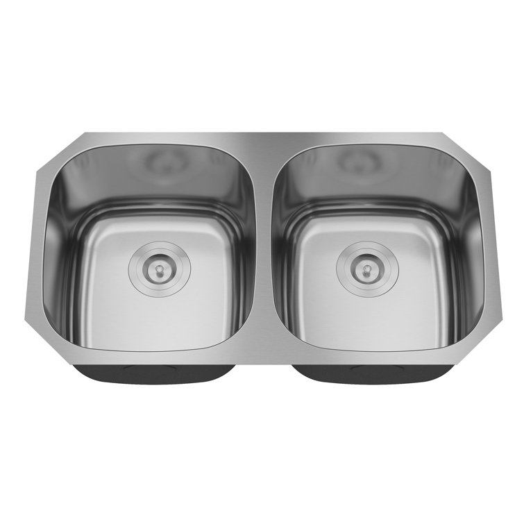 32'' Stainless Steel Double Bowl Undermount Kitchen Sink