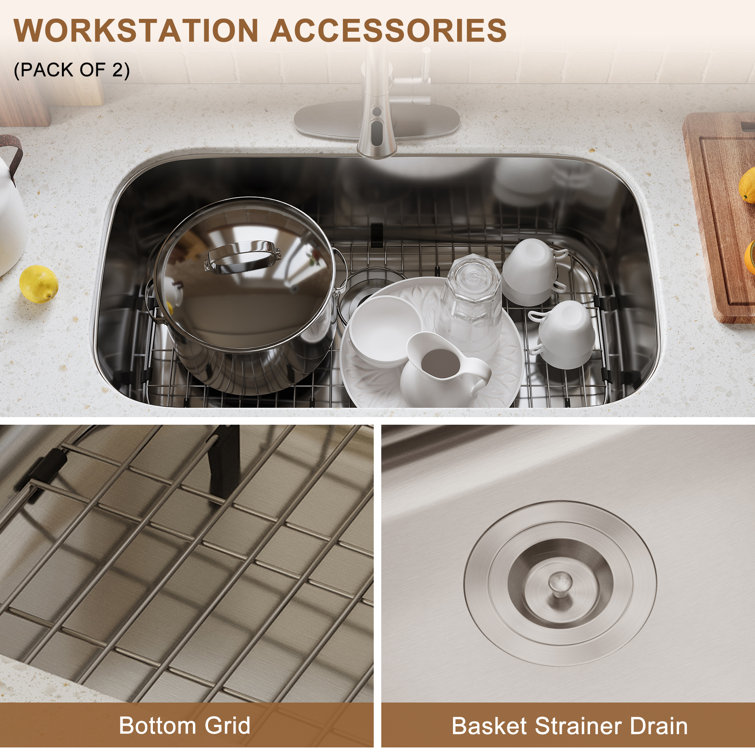 32'' Brushed Stainless Steel Undermount Single Bowl Kitchen Sink