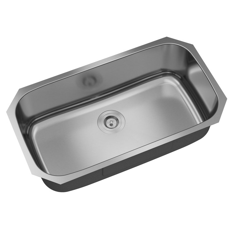 32'' Brushed Stainless Steel Undermount Single Bowl Kitchen Sink