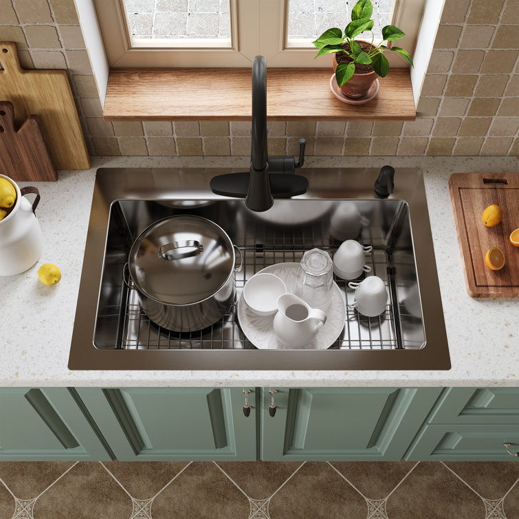 33'' Stainless Steel Drop-In Single Bowl Kitchen Sink
