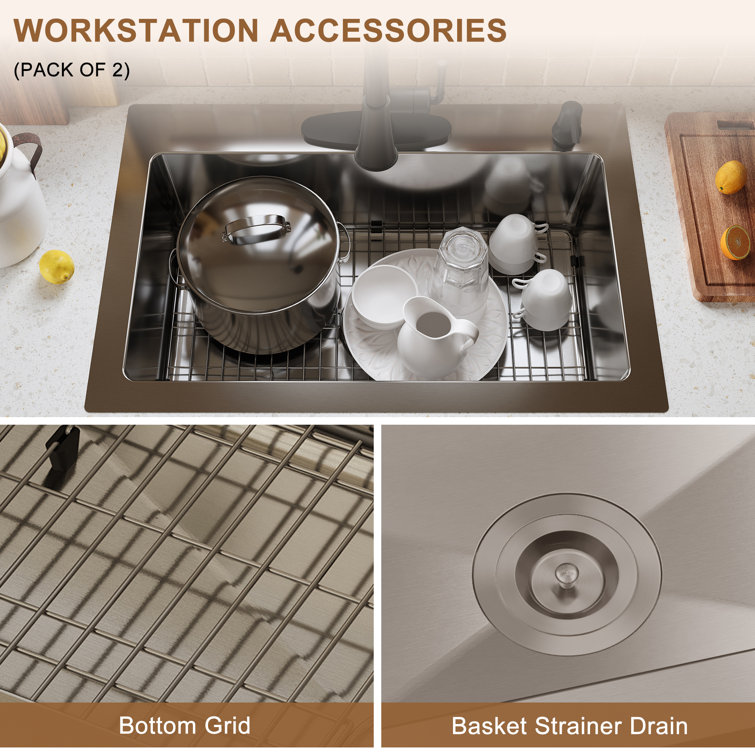 33'' Stainless Steel Drop-In Single Bowl Kitchen Sink