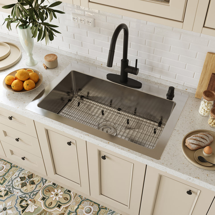 33'' Stainless Steel Drop-In Single Bowl Kitchen Sink