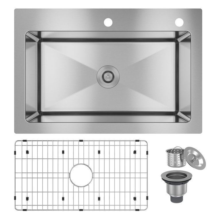 33'' Stainless Steel Drop-In Single Bowl Kitchen Sink