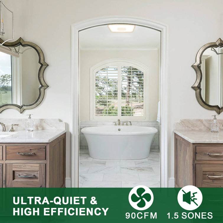 White Energy Star Ceiling Mount Bathroom Exhaust Fan with Light