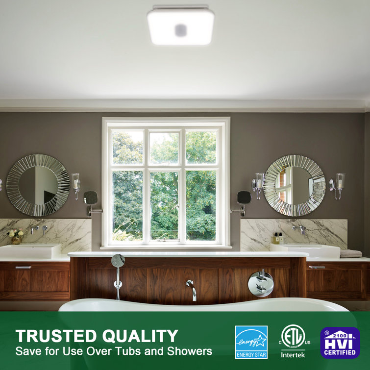White Energy Star Ceiling Mount Bathroom Exhaust Fan with Light