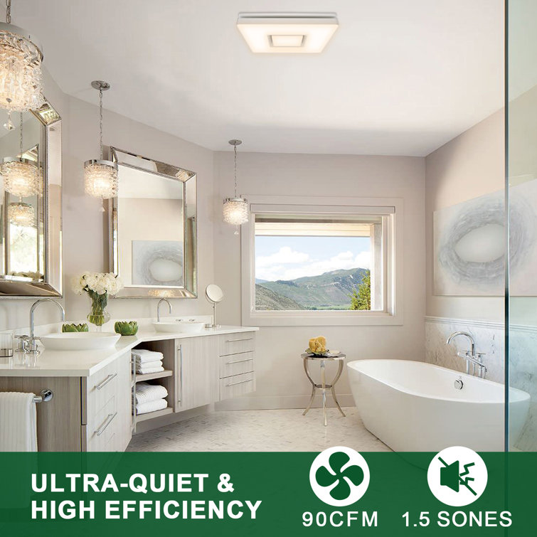 White Satin LED Ceiling Mount Exhaust Fan with Night Light