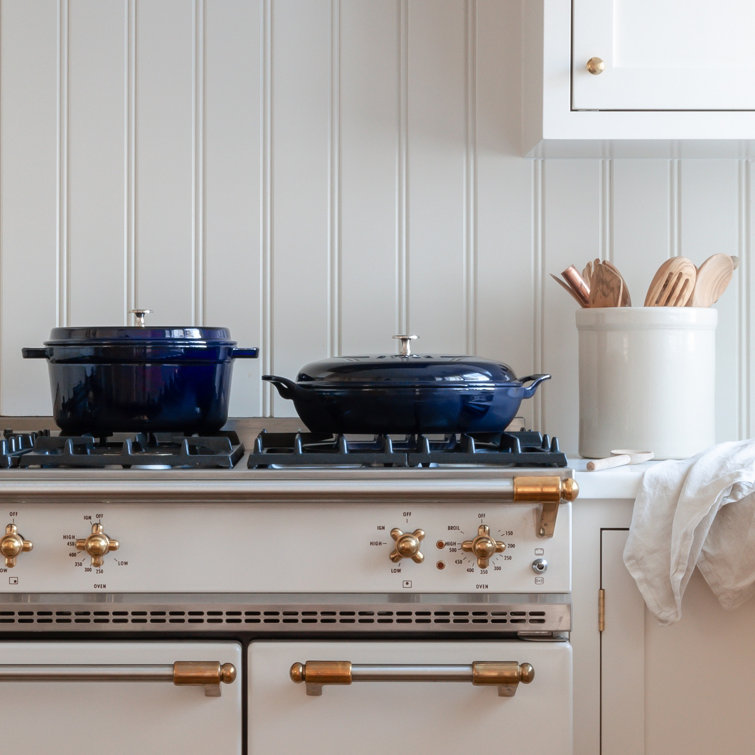 Dark Blue 3.5-qt Cast Iron Covered Braiser with Handles