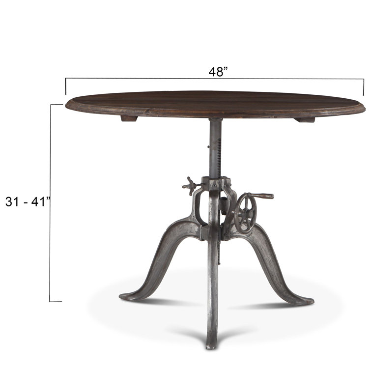 Reclaimed Teak Wood 46" Industrial Round Dining Table with Cast Iron Base