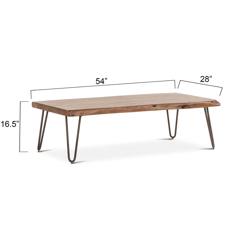 Grandby Industrial Brown Rectangular Coffee Table with Hairpin Legs