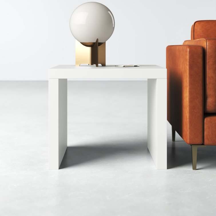 White MDF Square Modern End Table