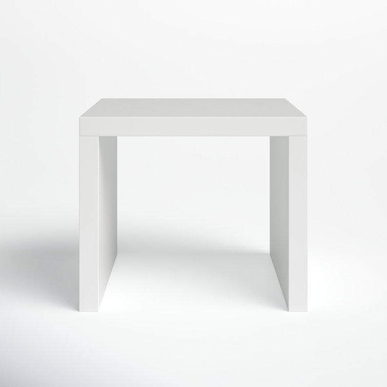 White MDF Square Modern End Table