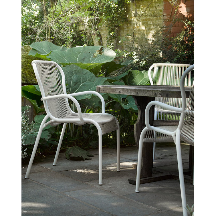 Alsop Modern Beige & Stone White Aluminum Outdoor Dining Chair