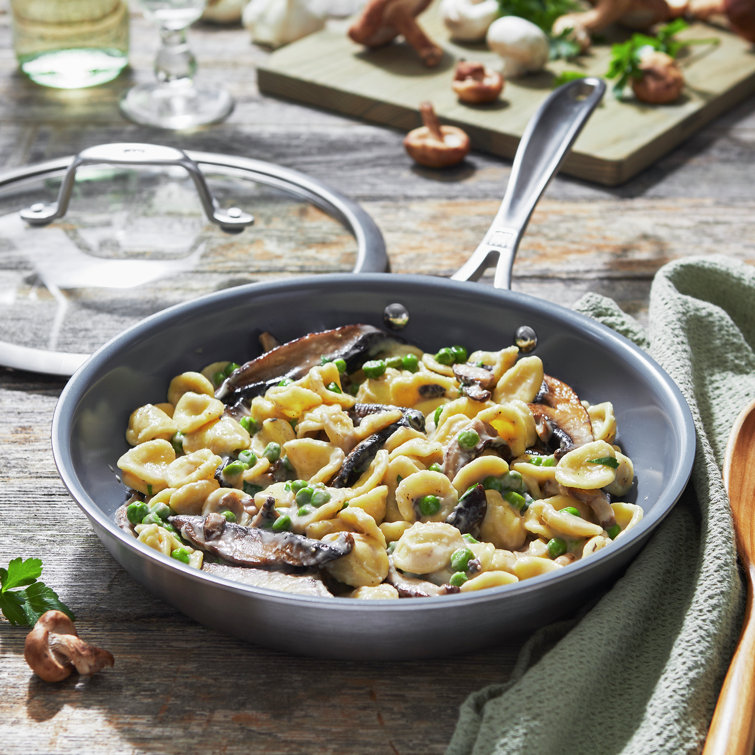 9.5-inch Stainless Steel Ceramic Nonstick Fry Pan with Lid